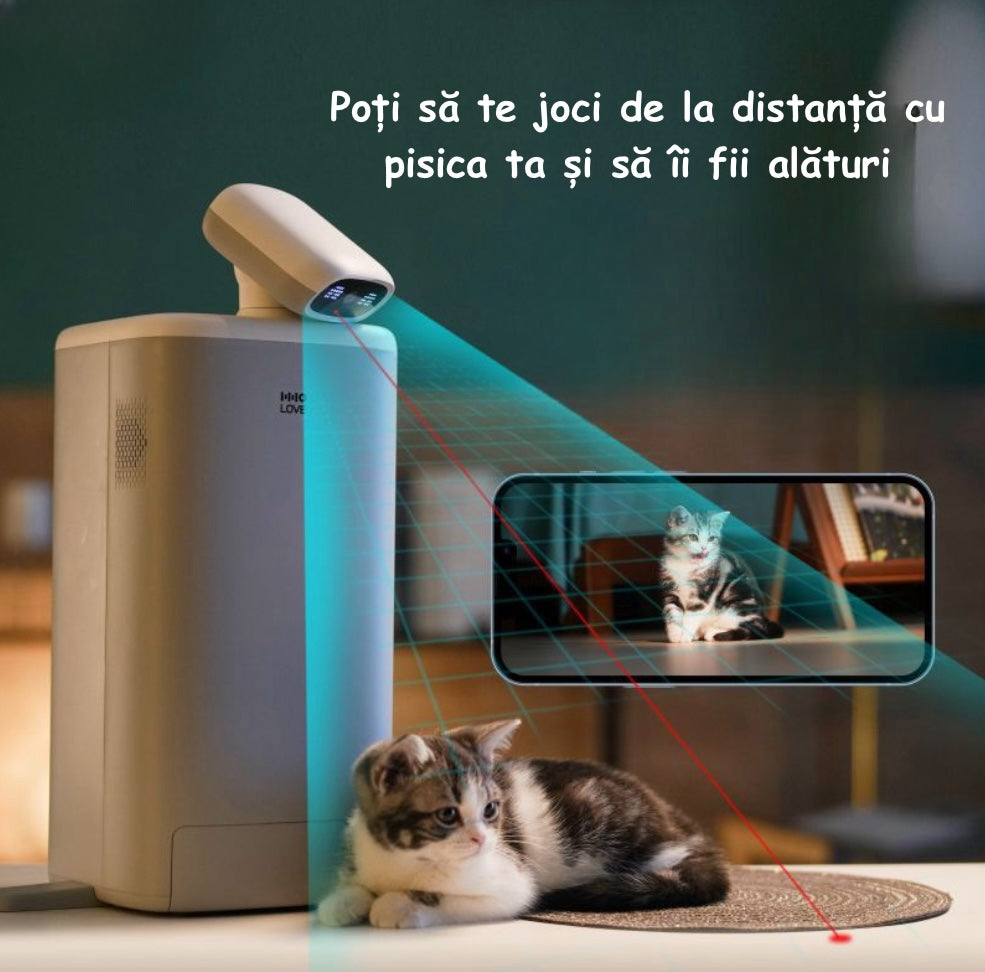 Dispenser de mancare pentru animale de companie cu laser inclus 